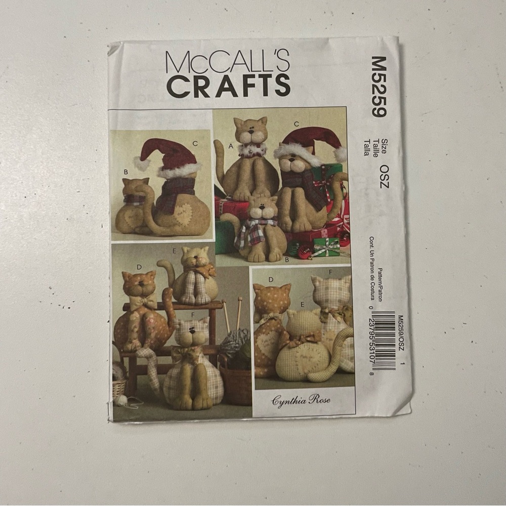 McCall Crafts Pattern Cats Cynthia Rose Hats Plaid Bows Hearts Patchwork M5259